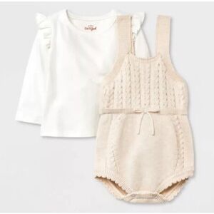 NEW! Cat & Jack Baby Girl Cable knit Romper 2-piece set